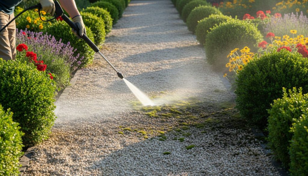 comment nettoyer une allée en calcaire compacté