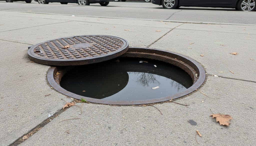 Eau stagnante dans regard eaux usées