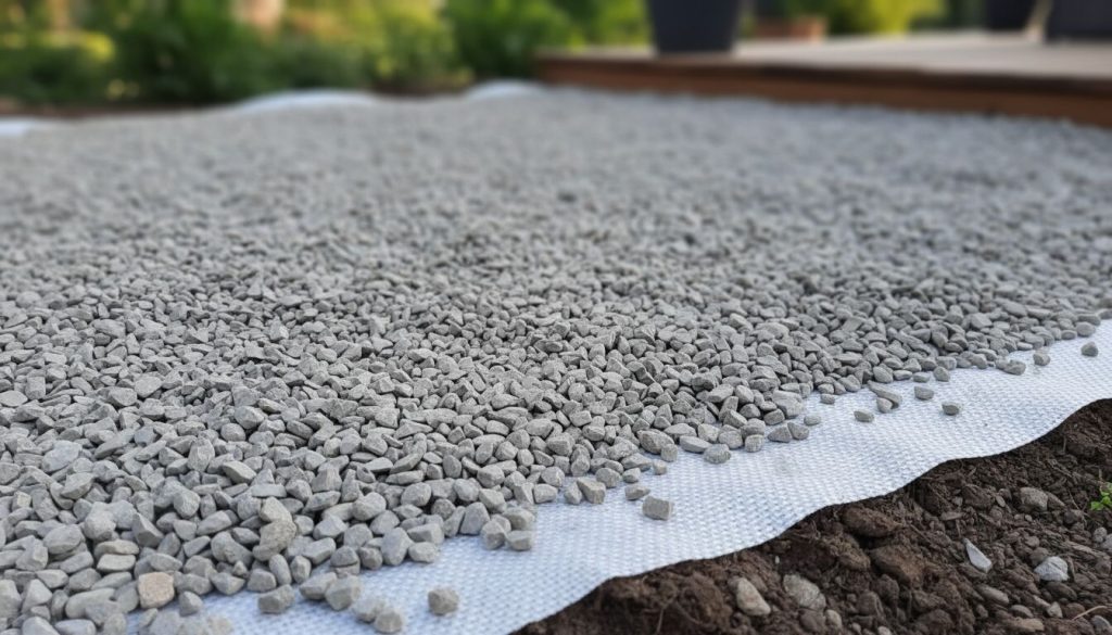 quelle épaisseur de gravier sur géotextile