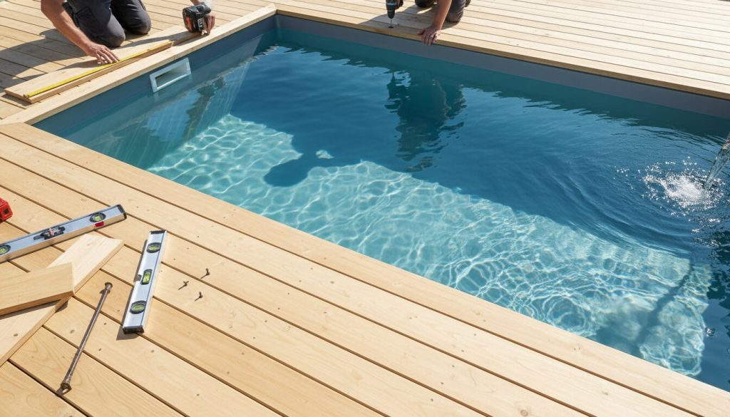 Piscine sur terrasse bois